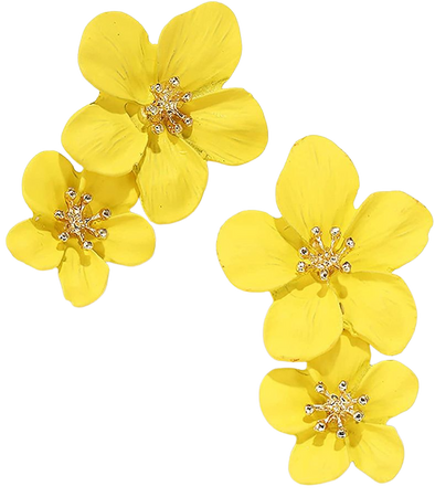 Amazon.com: Bohemian Daisy Flower Matte Floral Petal Drop Dangle Earrings Layered Tiered for Women Girls Chic Boho Wedding Jewelry-Yellow: Clothing, Shoes & Jewelry