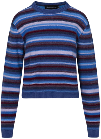 The Ani Sweater | Blue Striped Cashmere Wool Knit Jumper | Réalisation Par