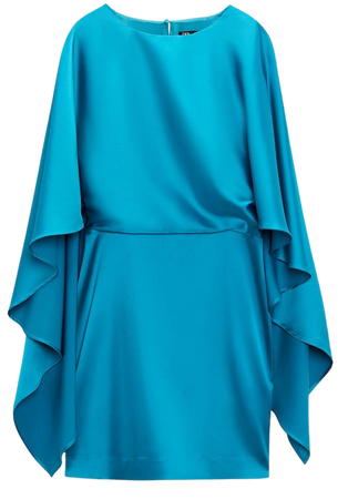 SATIN EFFECT MINI CAPE DRESS - Turquoise | ZARA United States