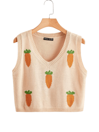 Carrot Pattern Sweater Vest | SHEIN USA