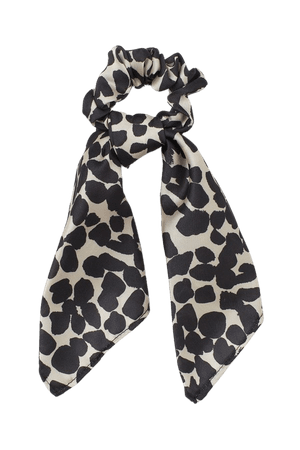 Scarf-detail Scrunchie - Light beige/black patterned - Ladies | H&M US