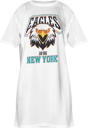 White Eagles Print Slogan T Shirt Dress | PrettyLittleThing