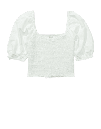 AE Smocked Sweetheart Neck Top
