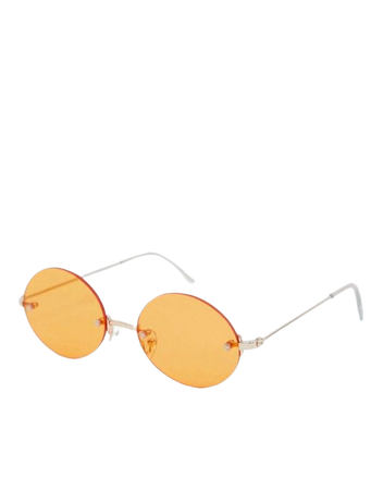 ASOS DESIGN rimless oval sunglasses in gold with orange lens | ASOS