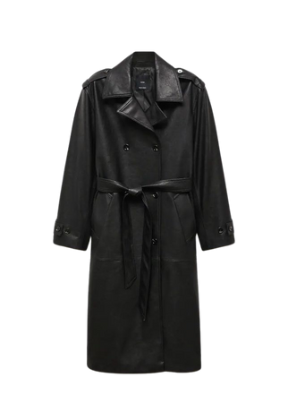 Oversize leather-effect trench coat - Women | Mango USA