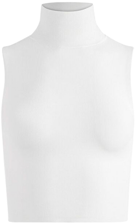 Darina Mock Neck Fitted Cropped Tank In Soft White | Alice And Olivia