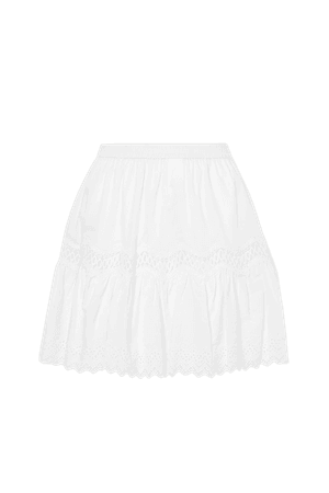 White Crocheted lace and broderie anglaise-trimmed cotton mini skirt | MICHAEL Michael Kors | NET-A-PORTER