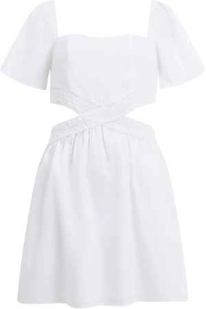 Alania Lyocell Cut Out Dress Linen White | French Connection US
