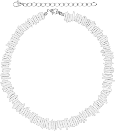 Amazon.com: 18" White Puka Shell Neckace, Hawaiian Style Clam Chip Surfer Necklace for Men and Women, Trendy Summer Shell Necklace Choker for Men and Women, Seashell Beaded VSCO Beach Choker (White-18"): Clothing, Shoes & Jewelry