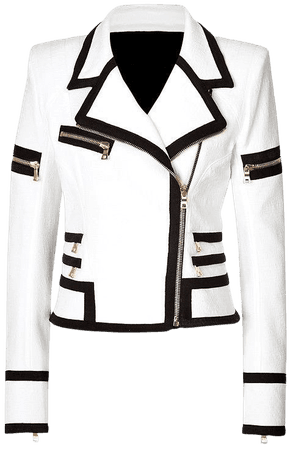 White and Black Leather Jacket