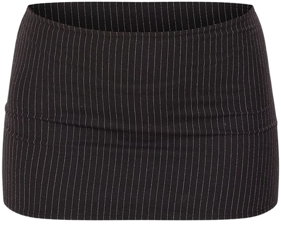 Black Woven Pinstripe Low Rise Micro Mini Skirt | PrettyLittleThing