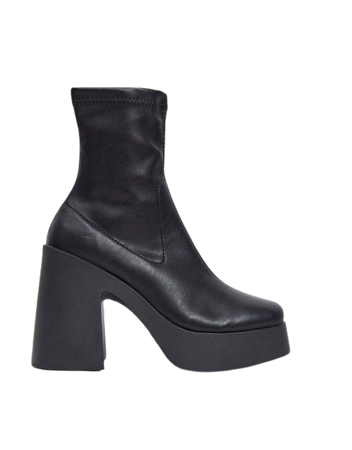 ASOS DESIGN Elsie high heeled sock boot in black PU | ASOS