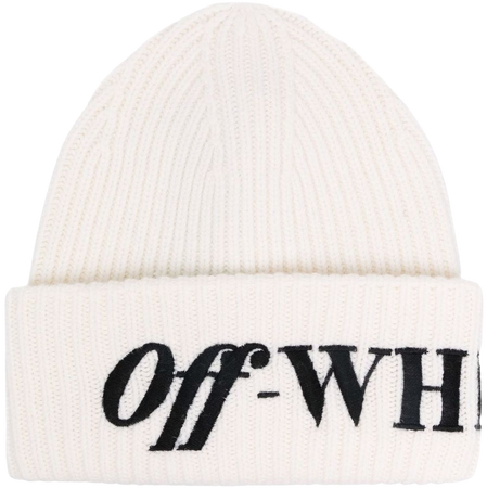 Off-White logo-embroidered ribbed-knit beanie - FARFETCH