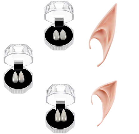 Vampire Teeth Fangs Elf Ears Boxes for Halloween Costume Accessory Party Favors GeeVen [1541010434-301383] - $9.11
