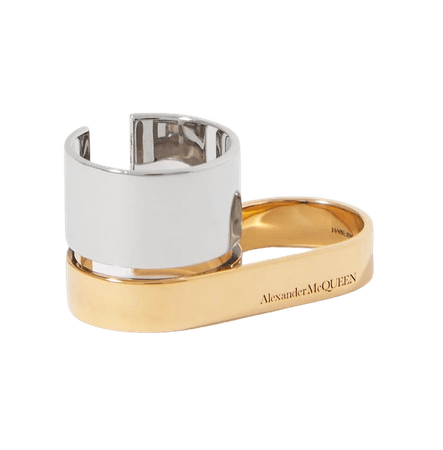Alexander McQueen Double Silver and Gold Tone Ring