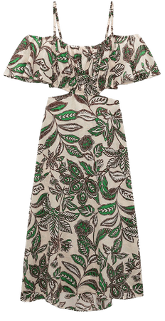 LINEN BLEND PRINT DRESS - Ecru / Green | ZARA United States