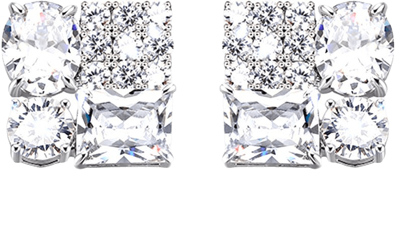 Silver PETRA Diamante Ear Studs Earrings - Pair | i The Label – ithelabel.com