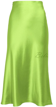Neon green Silk slip skirt green Silk satin real 100% natural | Etsy