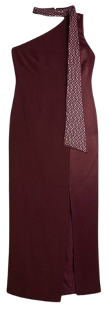 Viscose Satin Back Crepe Embellished Tie Detail Midi Dress | Karen Millen