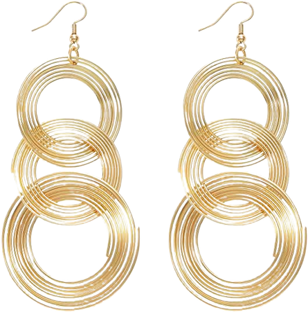 Zealmer Women 16K Gold Plated Tiered Sprial Dangle Earrings
