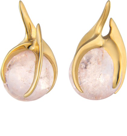 Brinco Garras 18k Gold Morganite Mini Earrings By Kika Alvarenga | Moda Operandi