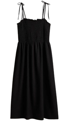 Tie-shoulder-strap Smocked Dress - Black - Ladies | H&M US