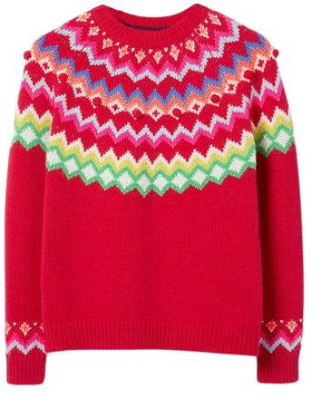 Relaxed Fair Isle Sweater - Rockabilly Red | Boden US