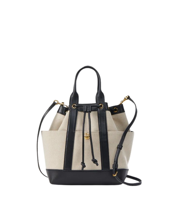 Goody Bag | Canvas Bag w/ Black Leather Strap | Veronica Beard