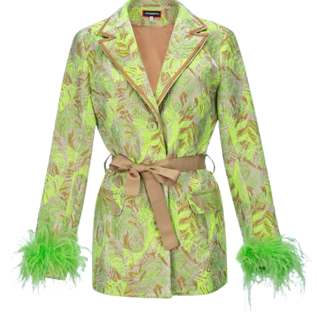 Mint Jacqueline Jacket With Detachable Feather Cuffs | ANDREEVA | Wolf & Badger