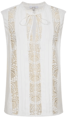 Reiss Greta Sleeveless Embroidered Lace Blouse | REISS USA