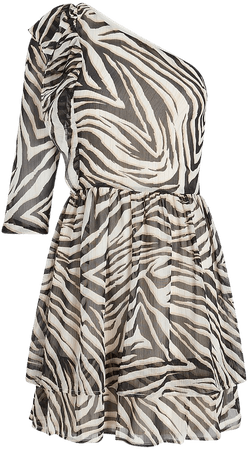 Rachel Zoe Zebra Print One Shoulder Ruffle Mini Dress | Express