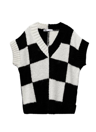 vest sweater black white