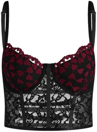 black lace top with hearts