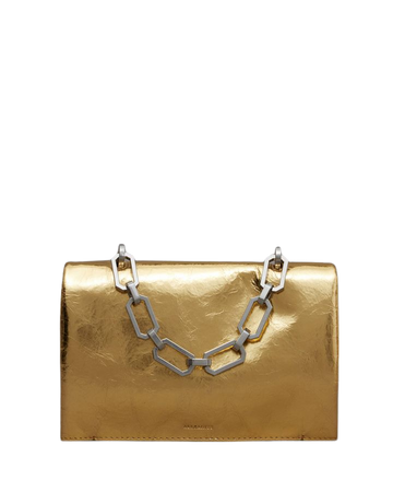 Yua Leather Removable Chain Clutch Bag Gold | ALLSAINTS US