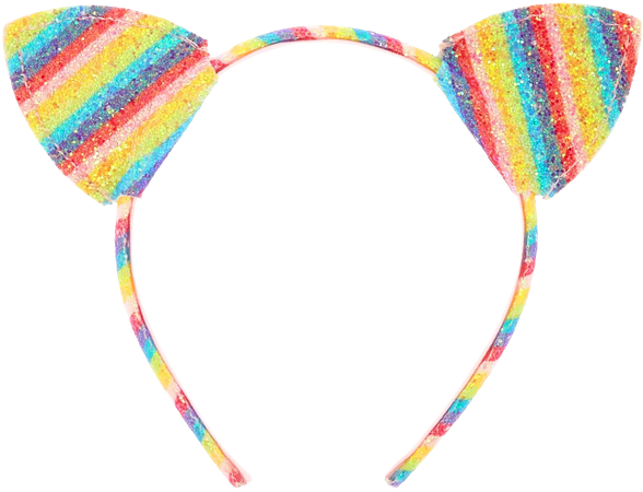 Claire's Club Rainbow Glitter Cat Ears Headband
