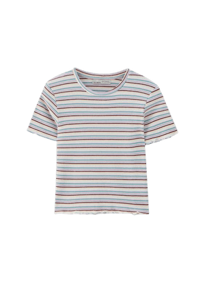 Check texture striped T-shirt - pull&bear