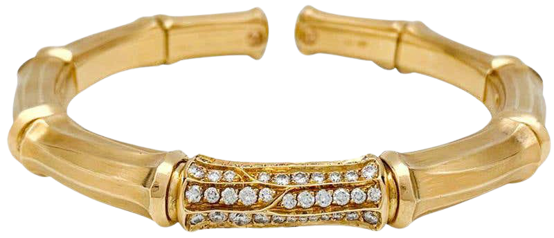Yellow Gold Cartier Bracelet "Bamboo" Collection with Diamonds