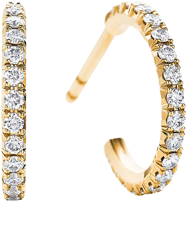 Tiffany Metro hoop earrings in 18k gold with diamonds, small. | Tiffany & Co.