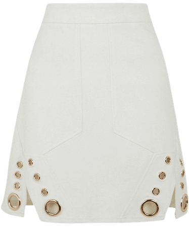 Eyelet Trim Detail Ponte Jersey Midi Skirt | Karen Millen