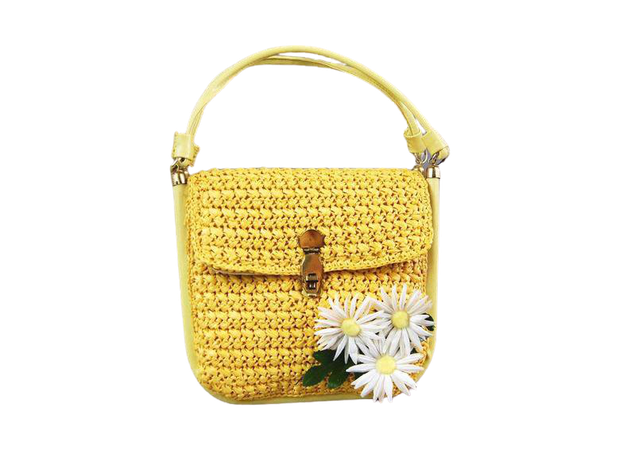 60s Yellow Straw Handbag Raffia Straw Handbag Made in Hong | Etsy