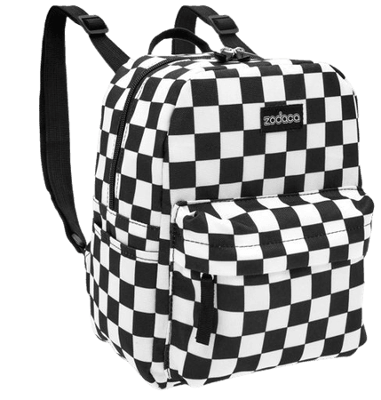 Black & White Checkered Mini Backpack with Padded Shoulder Straps for Men and Women, Laptop Storage for School, 7.5 x 10 in - Walmart.com