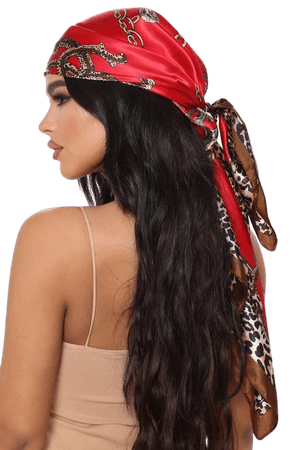 Royal Feline Head Scarf - Red, Accessories | Fashion Nova