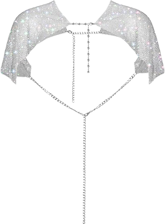 REEMONDE Womens Rhinestones Shoulder Cape Sparkly Shawl Wraps Evening Capes Metallic Capelet for Bridal Wedding Party Evening Dresses (Silver) at Amazon Women’s Clothing store