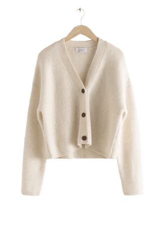 Boxy Wool Blend Classic Cardigan - White - Cardigans - & Other Stories