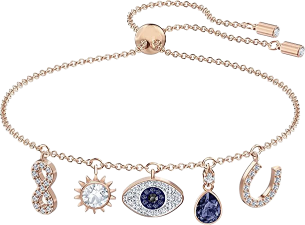 Amazon.com: SWAROVSKI Women's Symbolic Evil Eye Charm Bracelet, Blue & White Crystal, Rose-Gold Tone Plated, One size (5497668): Clothing, Shoes & Jewelry