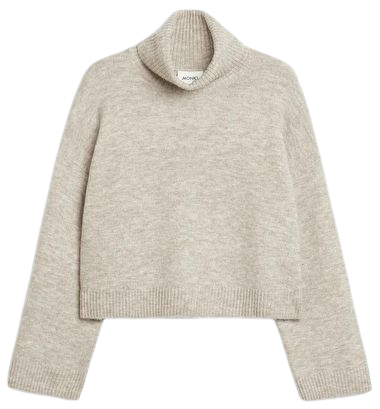 Knitted turtleneck sweater - Beige melange - Monki WW
