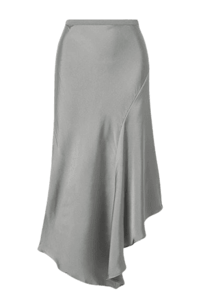 Bailey Asymmetric Silk-charmeuse Midi Skirt - Silver