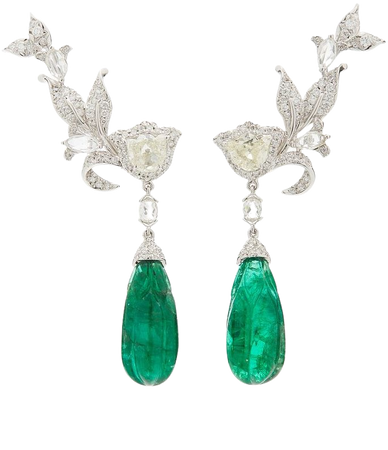Amrapali, 18K Gold, Diamond And Emerald Earrings