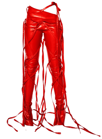 TLZFEMME - Red Vegan Strap Trousers