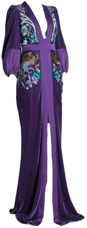 purple robe dress flower printed